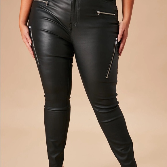Caliente Skinny Faux Leather Pants - Black - Picture 2 of 7